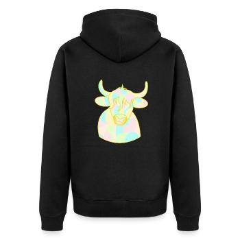 Opal Cuddle Bull - Unisex Premium Organic Zip Hoodie - black - Back - Nico (187cm)