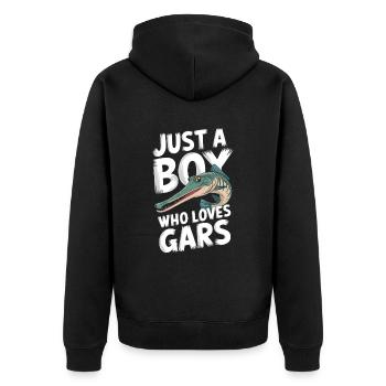 Gar - Unisex Premium Bio Zip Hoodie - Schwarz - Hinten - Nico (187cm)