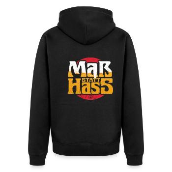 Maß statt Hass - Unisex Premium Bio Zip Hoodie - Schwarz - Hinten - Nico (187cm)