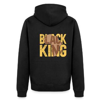 Black King - Unisex Premium Organic Zip Hoodie - black - Back - Nico (187cm)