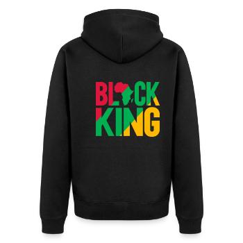 Black King - Unisex Premium Organic Zip Hoodie - black - Back - Nico (187cm)