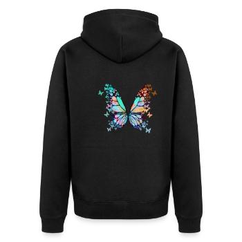 schmetterling ,bunt,graffiti,malerei - Unisex Premium Bio Zip Hoodie - Schwarz - Hinten - Nico (187cm)