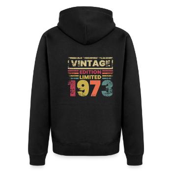 50ème Anniversaire 50 ans 1973 Cadeau Vintage - Veste à capuche bio Premium Unisexe - noir - Dos - Nico (187cm)
