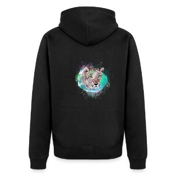 jaguar,wildkatze,leopard,graffiti,bunt - Unisex Premium Bio Zip Hoodie - Schwarz - Hinten - Nico (187cm)