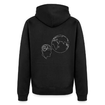 Globalization Thinking Brain - Unisex Premium Organic Zip Hoodie - black - Back - Nico (187cm)