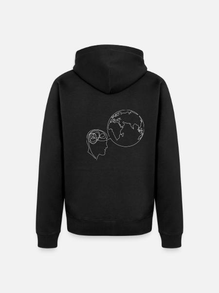Globalization Thinking Brain - Unisex Premium Organic Zip Hoodie - black