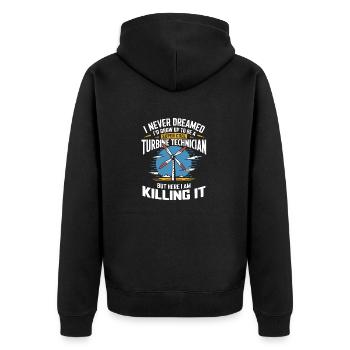 Wind turbine mechanics - Unisex Premium Organic Zip Hoodie - black - Back - Nico (187cm)