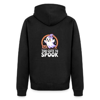 Too cute to spook süßes Halloween Design - Unisex Premium Bio Zip Hoodie - Schwarz - Hinten - Nico (187cm)