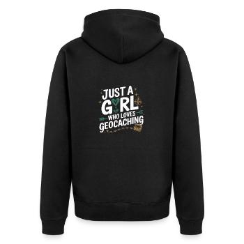 Juste une fille qui aime le géocaching - Veste à capuche bio Premium Unisexe - noir - Dos - Nico (187cm)
