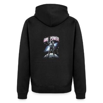 Girl power Fraune Power - Unisex Premium Bio Zip Hoodie - Schwarz - Hinten - Nico (187cm)