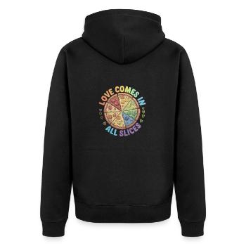 Pride Pizza LGBTQ - Unisex Premium Bio Zip Hoodie - Schwarz - Hinten - Nico (187cm)