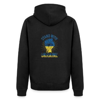 Soutien à l’Ukraine - Veste à capuche bio Premium Unisexe - noir - Dos - Nico (187cm)