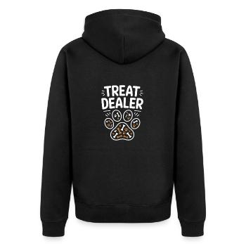 Treat Dealer Hunde Design - Unisex Premium Bio Zip Hoodie - Schwarz - Hinten - Nico (187cm)