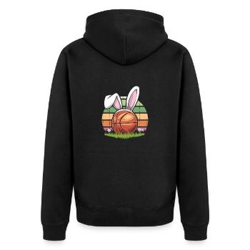 Basket-ball drôle avec des oreilles de lapin de Pâques - Veste à capuche bio Premium Unisexe - noir - Dos - Nico (187cm)