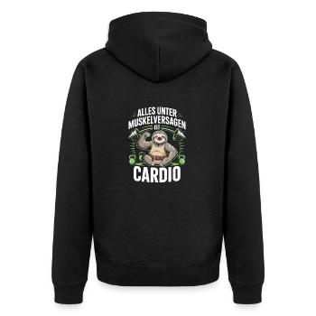 Lustiges Gym Faultier Design - Unisex Premium Bio Zip Hoodie - Schwarz - Hinten - Nico (187cm)