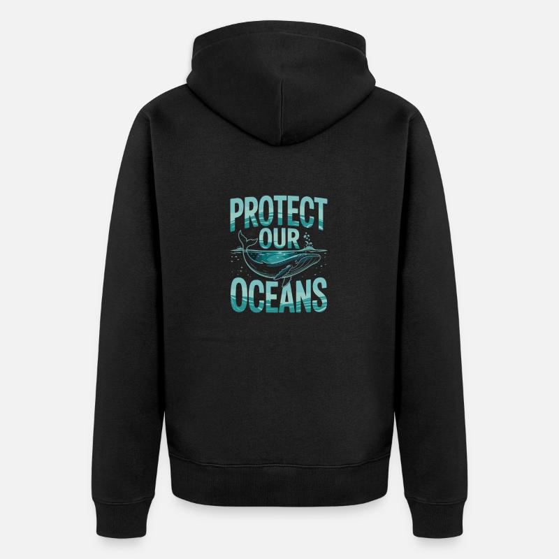Protect Our Oceans - Unisex Premium Bio Zip Hoodie - Schwarz