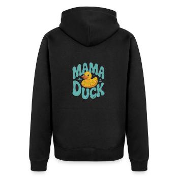 Mama Duck Muttertag - Unisex Premium Bio Zip Hoodie - Schwarz - Hinten - Nico (187cm)