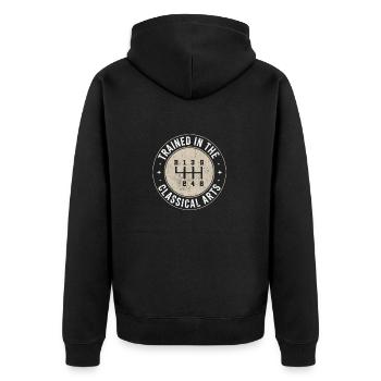 Lustiges Gangschaltung Design - Unisex Premium Bio Zip Hoodie - Schwarz - Hinten - Nico (187cm)