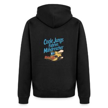 Coole Jungs fahren Mähdrescher - Unisex Premium Bio Zip Hoodie - Schwarz - Hinten - Nico (187cm)