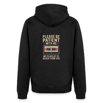 Be patient playlist - Unisex Premium Organic Zip Hoodie - black - Back - Nico (187cm)