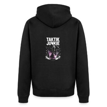 Tactics Junkie Chess Design - Unisex Premium Organic Zip Hoodie - black - Back - Nico (187cm)