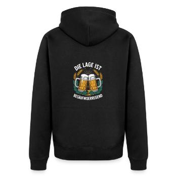 Lustiges Bier Design - Unisex Premium Bio Zip Hoodie - Schwarz - Hinten - Nico (187cm)