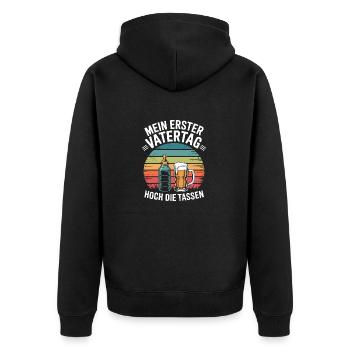 Raise your cups My first Father's Day - Unisex Premium Organic Zip Hoodie - black - Back - Nico (187cm)