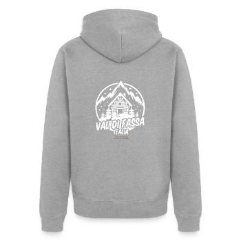 Station de ski Val di Fassa Italia - Veste à capuche bio Premium Unisexe - gris chiné - Dos - Nico (187cm)