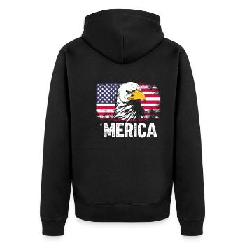 Merica July 4 USA - Unisex Premium Organic Zip Hoodie - black - Back - Nico (187cm)