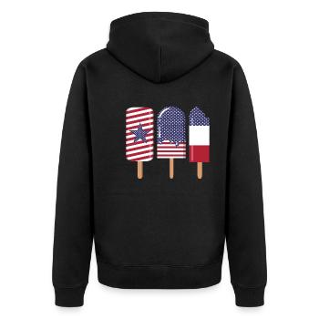 4. Juli USA - Unisex Premium Bio Zip Hoodie - Schwarz - Hinten - Nico (187cm)