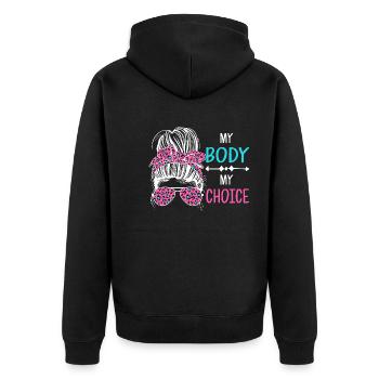 Mon corps Ma décision - Veste à capuche bio Premium Unisexe - noir - Dos - Nico (187cm)