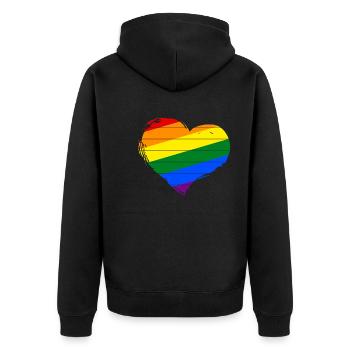 I Love LGBT - Unisex Premium Organic Zip Hoodie - black - Back - Nico (187cm)