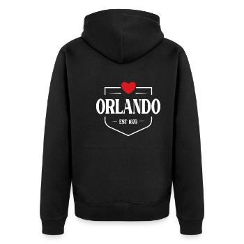 Orlando Florida - Unisex Premium Bio Zip Hoodie - Schwarz - Hinten - Nico (187cm)