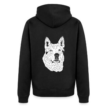 Tschechoslowakischer Wolfhund - Unisex Premium Bio Zip Hoodie - Schwarz - Hinten - Nico (187cm)