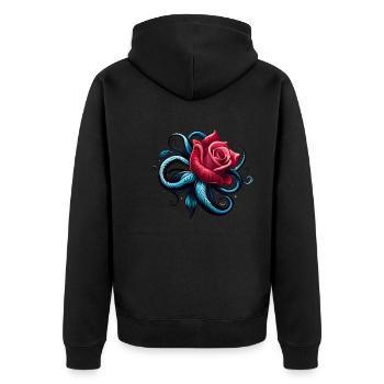 ROSE Tatoo - Unisex Premium Bio Zip Hoodie - Schwarz - Hinten - Nico (187cm)