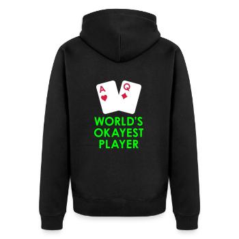 World's okayest player (two playing cards) - Unisex Premium Organic Zip Hoodie - black - Back - Nico (187cm)