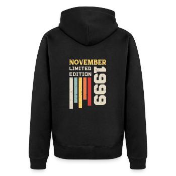 November 1999 Birthday Gift - November 1999 - Unisex Premium Organic Zip Hoodie - black - Back - Nico (187cm)