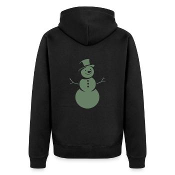 Minimalistische Silhouette eines Schneemanns - Unisex Premium Bio Zip Hoodie - Schwarz - Hinten - Nico (187cm)