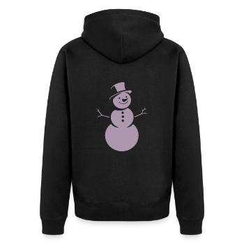 Minimalistische Silhouette eines Schneemanns - Unisex Premium Bio Zip Hoodie - Schwarz - Hinten - Nico (187cm)
