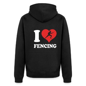Fechten - Unisex Premium Bio Zip Hoodie - Schwarz - Hinten - Nico (187cm)