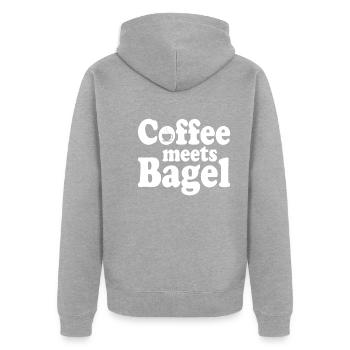 Coffee meets Bagel - Unisex Premium Bio Zip Hoodie - Grau meliert - Hinten - Nico (187cm)