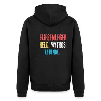 fliesenleger Handwerker - Unisex Premium Bio Zip Hoodie - Schwarz - Hinten - Nico (187cm)