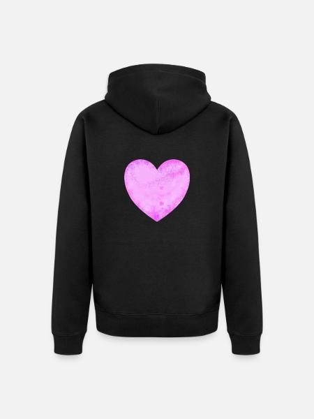 rosa Herz - Unisex Premium Bio Zip Hoodie - Schwarz