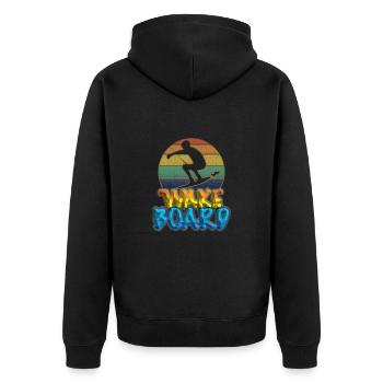 Wakeboard, Wakeboarder - Unisex Premium Bio Zip Hoodie - Schwarz - Hinten - Nico (187cm)