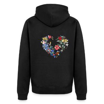 Flower Heart, Flowers,Floral, Flower - Unisex Premium Organic Zip Hoodie - black - Back - Nico (187cm)