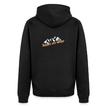 Sulden on the Ortler - Unisex Premium Organic Zip Hoodie - black - Back - Nico (187cm)