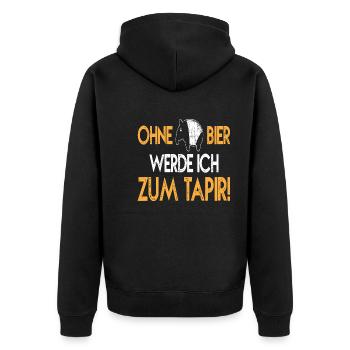 Ohne Bier werde ich zum Tapir - Unisex Premium Bio Zip Hoodie - Schwarz - Hinten - Nico (187cm)