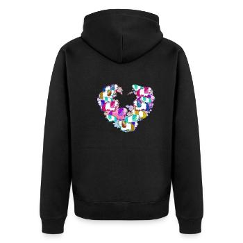 cochon d’Inde, peinture, coloré, fleurs, cœur - Veste à capuche bio Premium Unisexe - noir - Dos - Nico (187cm)