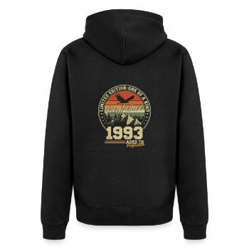 Great Since 1993 - Vintage 1993 Vintage - Unisex Premium Organic Zip Hoodie - black - Back - Nico (187cm)