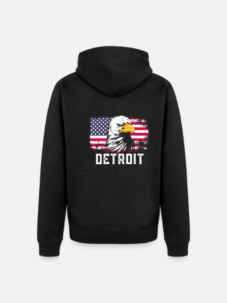 Detroit - Unisex Premium Organic Zip Hoodie - black